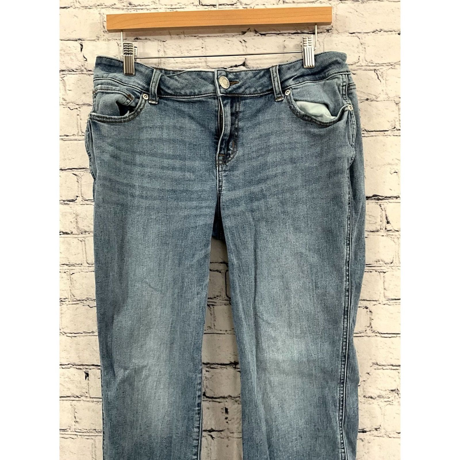 Vintage Maurice's Jeans 12 REG Women's Mid Rise Straight Leg Blue Denim 5-Pocket Zipper Button Cotton Blend Stretch Size 34" / US 12 / IT 48 - 2 Thumbnail