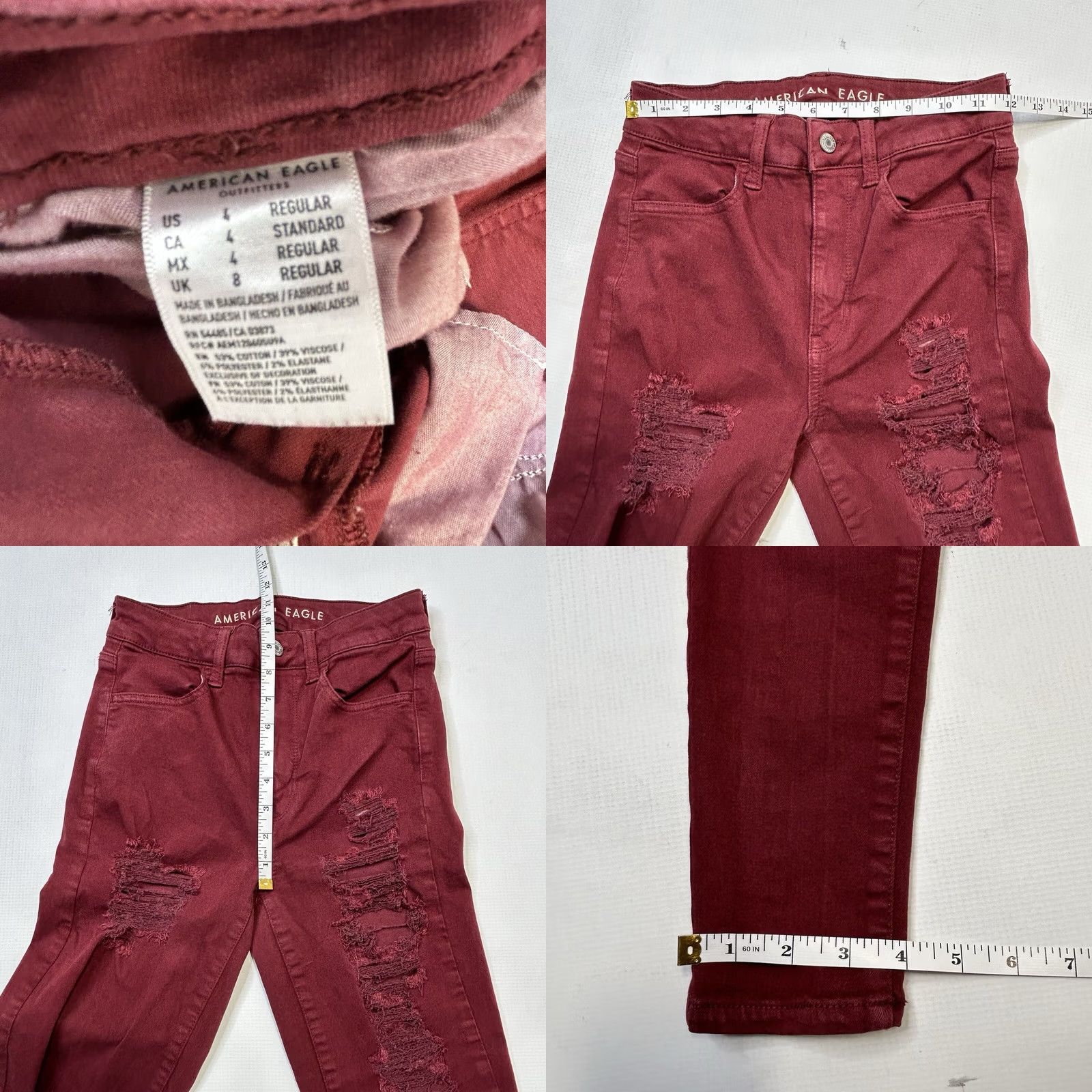 American Eagle Outfitters VINTAGE American Eagle Outfitters 4 Regular Burgundy Super Stretch Hi-Rise Jegging Shirt Womens Slim Red 90s Grunge 80s Jeans Size 27" / US 4 / IT 40 - 8 Thumbnail