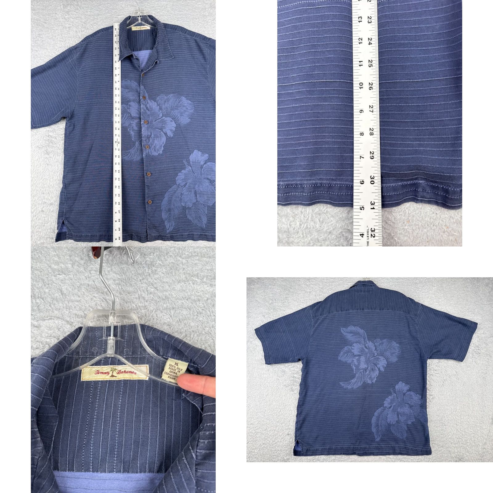 Tommy Bahama Tommy Bahama Shirt Men Extra Large Blue Stripe Floral Button Hawaiian 100% Silk Size US XL / EU 56 / 4 - 8 Thumbnail