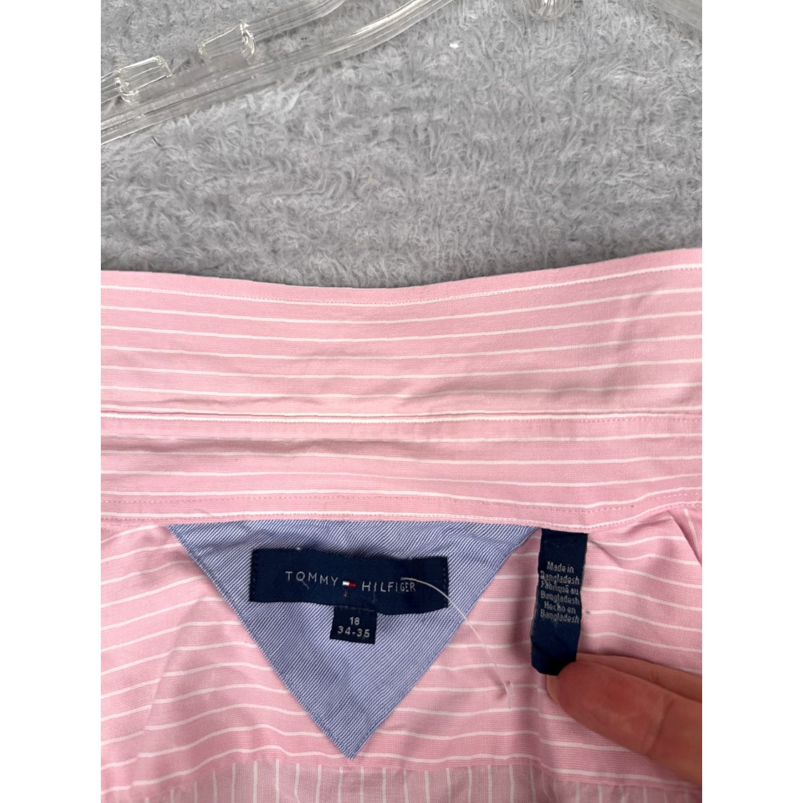 Tommy Hilfiger Tommy Hilfiger Shirt Men 18 Pink Pinstripe 100% Cotton Button Up Long Sleeve Size US XXL / EU 58 / 5 - 3 Thumbnail