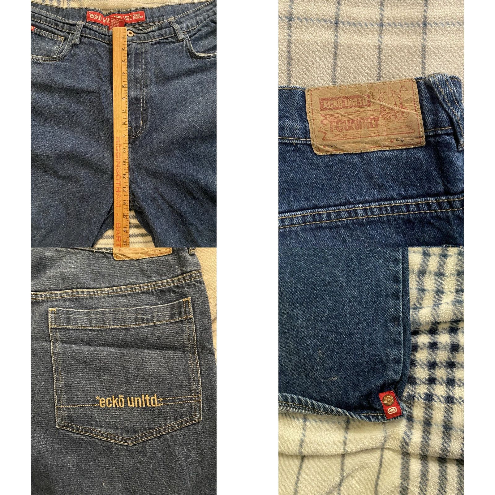 Ecko Unltd. VINTAGE Ecko Unltd Jeans Baggy Wide-Leg Men’s 40x31 Hip Hop Skater 90s Grunge Blue Denim Cotton Relaxed Inseam 31 Logo Embroidered Size US 40 / EU 56 - 8 Thumbnail