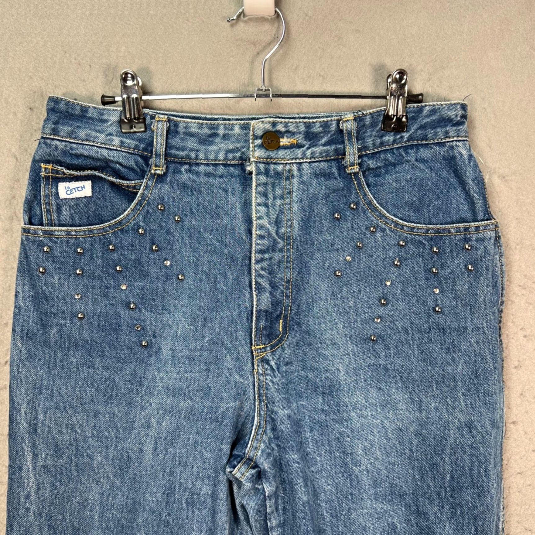 Vintage VINTAGE LaCetch Womens Jeans 13 High-Waisted Studded Denim Cotton Made In USA Size 34" / US 12 / IT 48 - 5 Thumbnail
