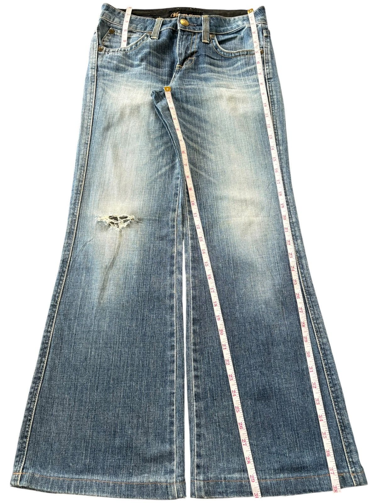 Edwin Vintage Edwin Vienus Faded Wash Distress Flare Jeans Size 29" - 8 Thumbnail