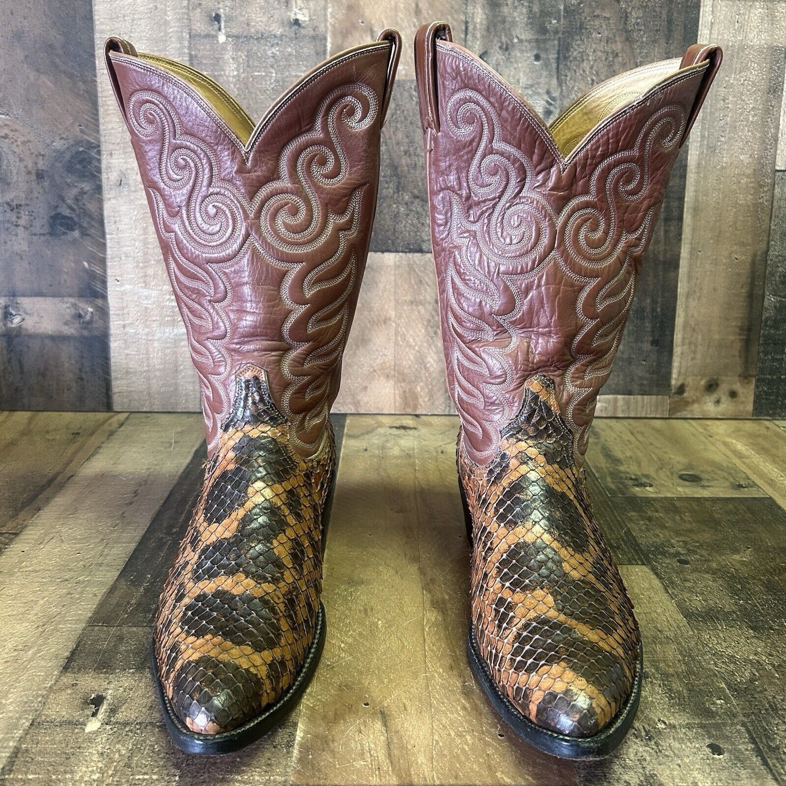 Tony Lama Tony Lama Gold Label Vtg Snakeskin Cowboy Boots Mens 10.5 D Grailed