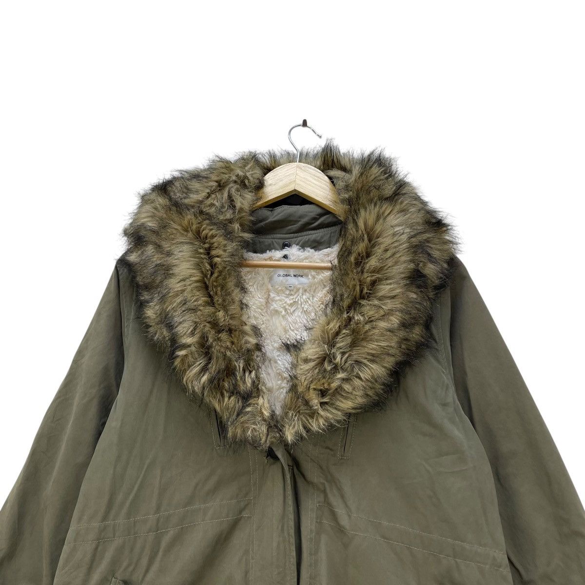 Japanese Brand 💥Japanese Brand Global Work Drape Faux Fur Parka Fistail Size M / US 6-8 / IT 42-44 - 3 Thumbnail