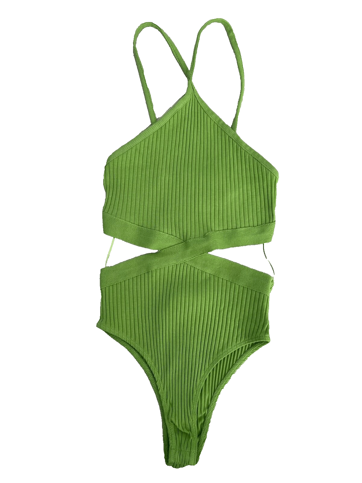 Zara Zara Rib Cutout Y2K Halter Bodysuit Green ( S ) Size S / US 4 / IT 40 - 9 Thumbnail