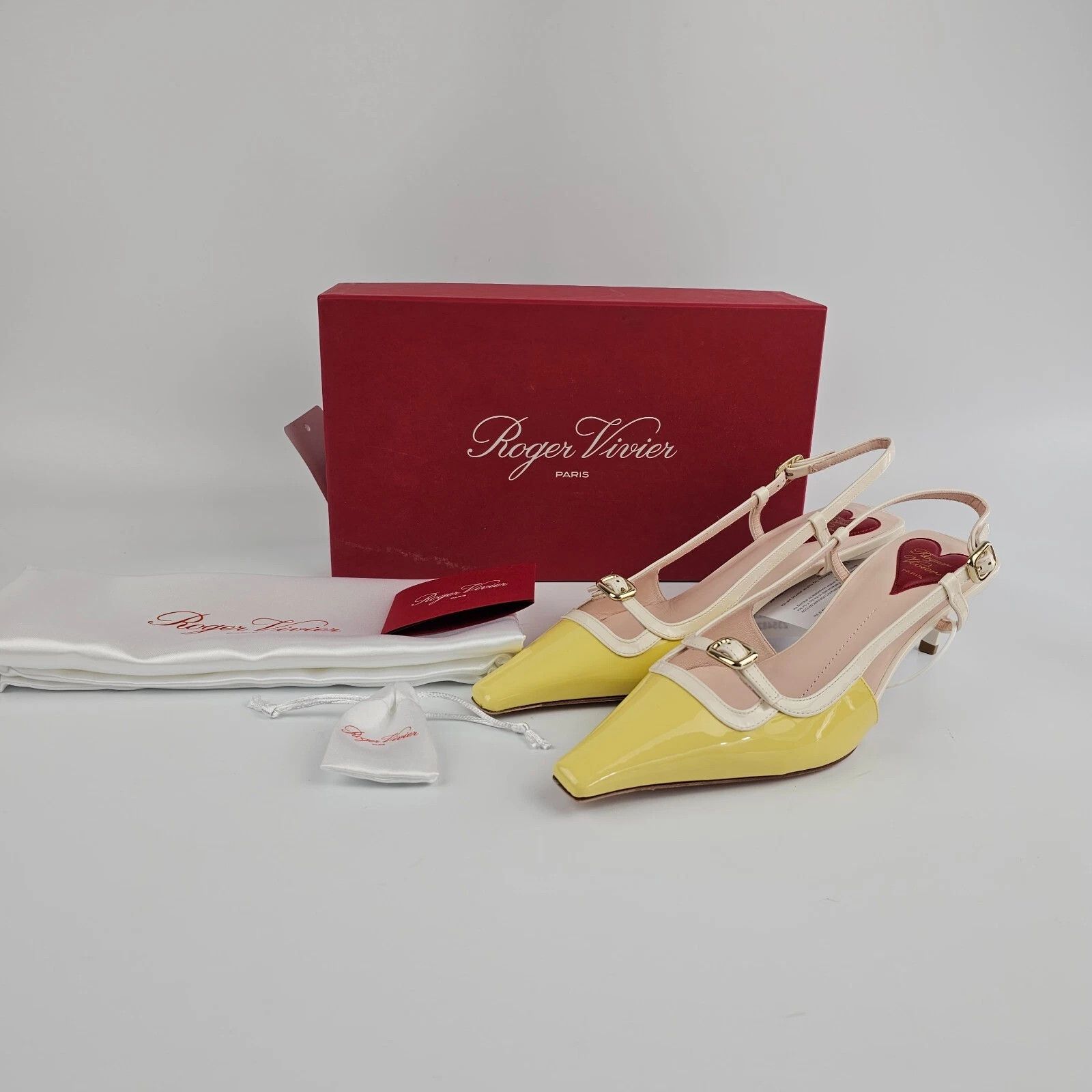 ROGER VIVIER Viv' Canard 55mm Yellow/White Slingbacks
