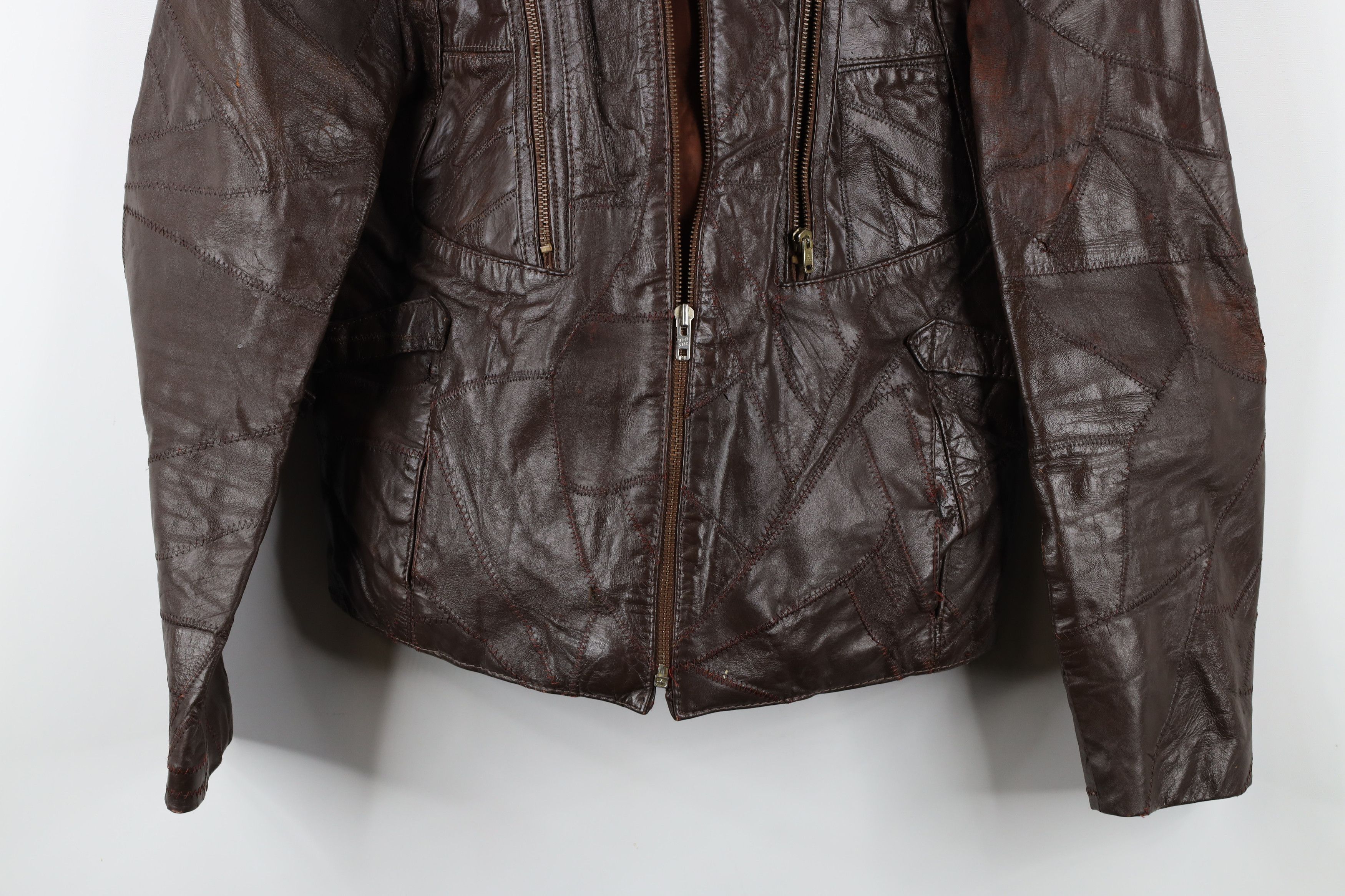 Vintage Vintage 60s 70s Streetwear Side Buckle Leather Jacket Brown Size US L / EU 52-54 / 3 - 3 Thumbnail