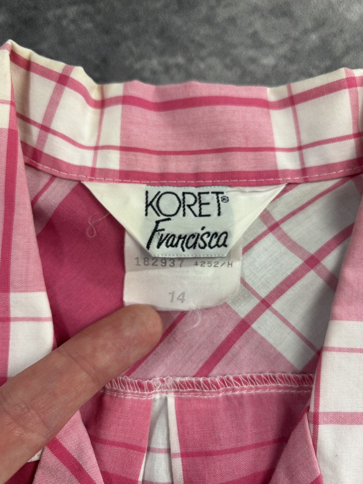 Vintage 80s Vintage Pink Plaid Polo Shortsleeve Koret Union Made 50s Size US XS / EU 42 / 0 - 4 Thumbnail