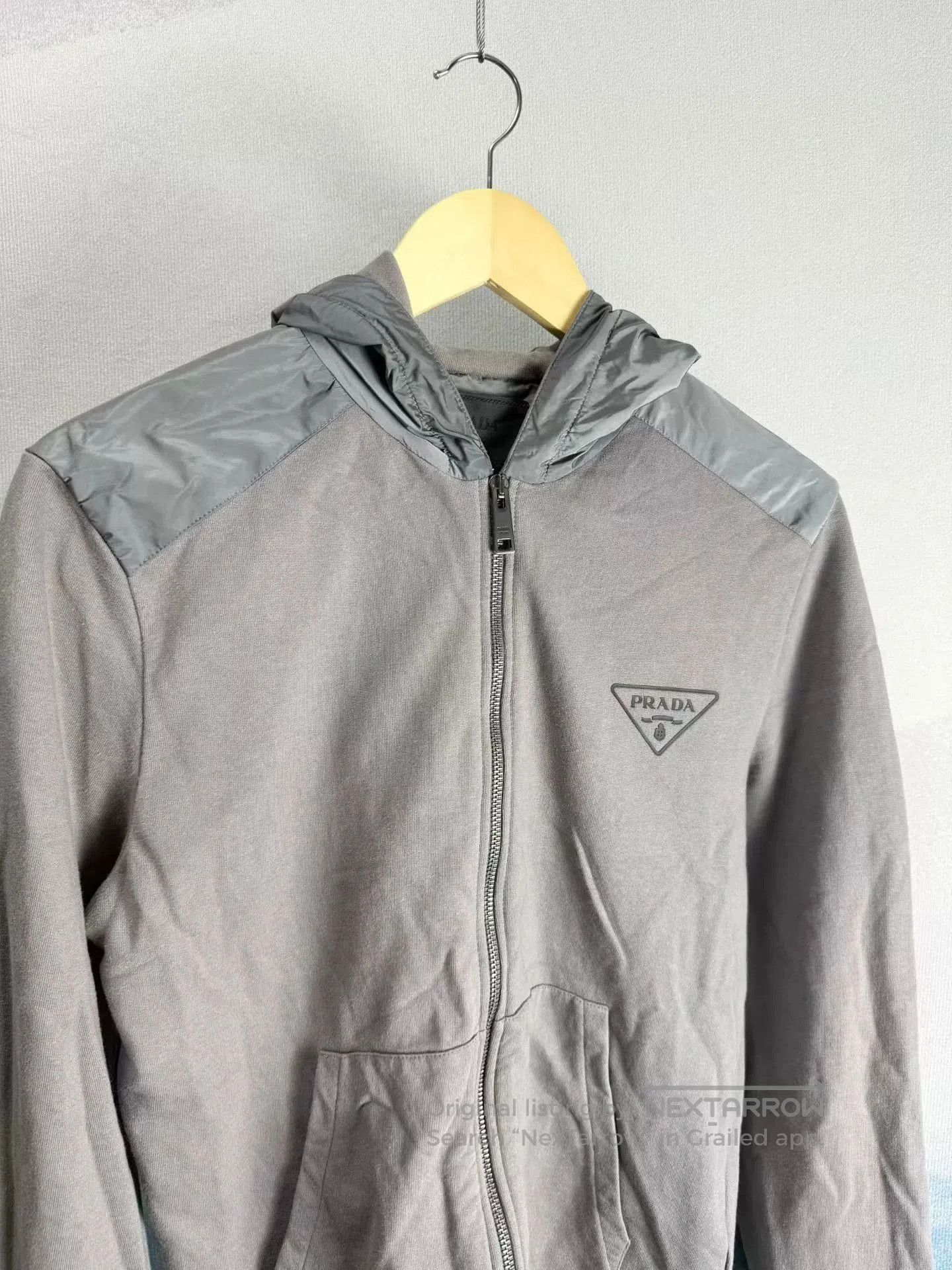 Prada Prada Gray Triangular Logo Hooded Jacket. Size US S / EU 44-46 / 1 - 2 Thumbnail