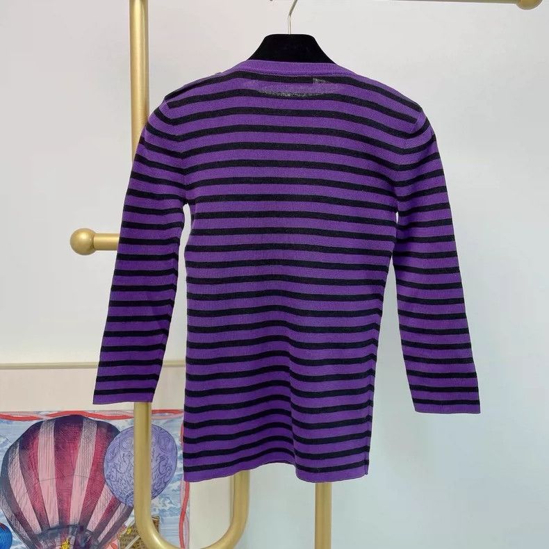 Dior Dior Purple striped slim round-neck knitted sweater Size XS / US 0-2 / IT 36-38 - 2 Thumbnail