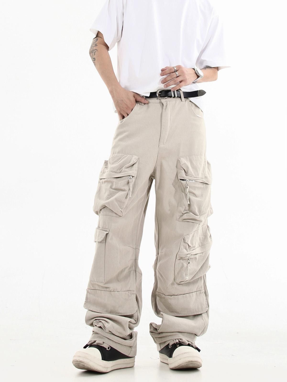 Japanese Brand Beige Baggy Multi Pocket Pleated Cargo Pants Size 28" / US 6 / IT 42 - 4 Thumbnail