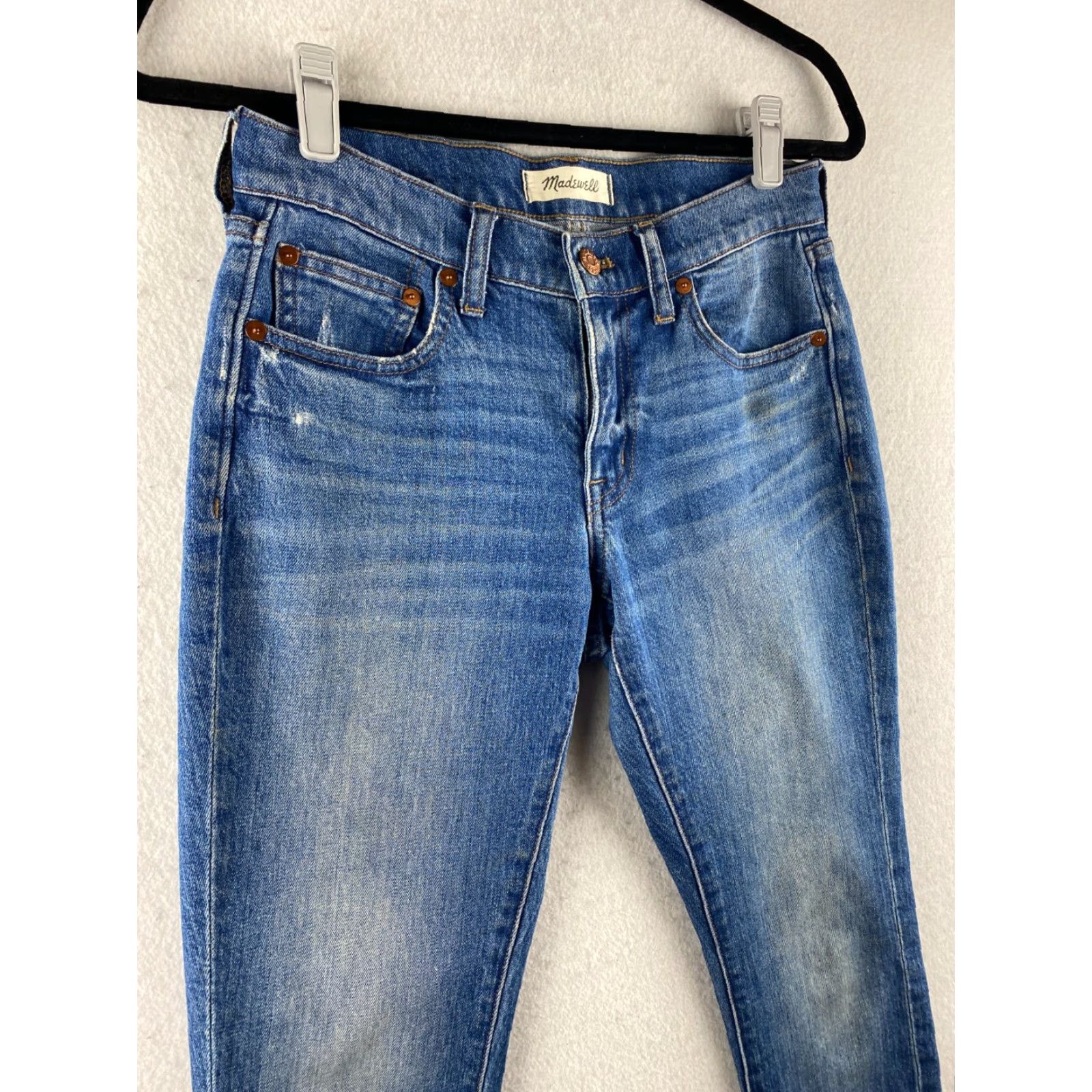 Madewell Madewell Jeans Womens 24 Blue The Slim Boyjean Stretch Distressed Denim 28 x 25 Size 42" / US 20 - 3 Thumbnail