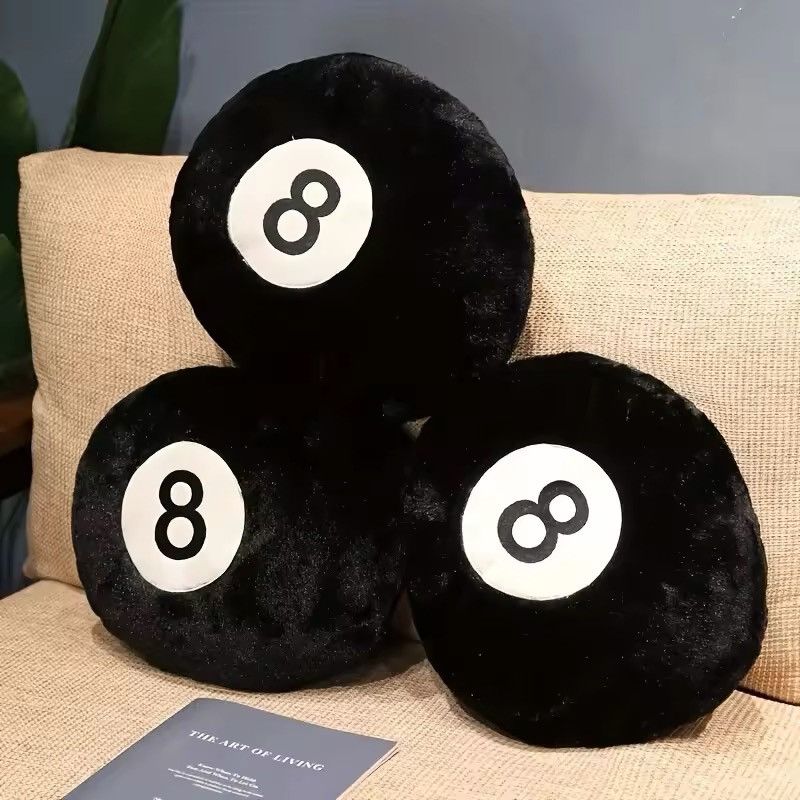 Designer × Handmade × Other 1pc Black 8 Billiard Plush Sofa Home Cushion Size ONE SIZE - 5 Thumbnail