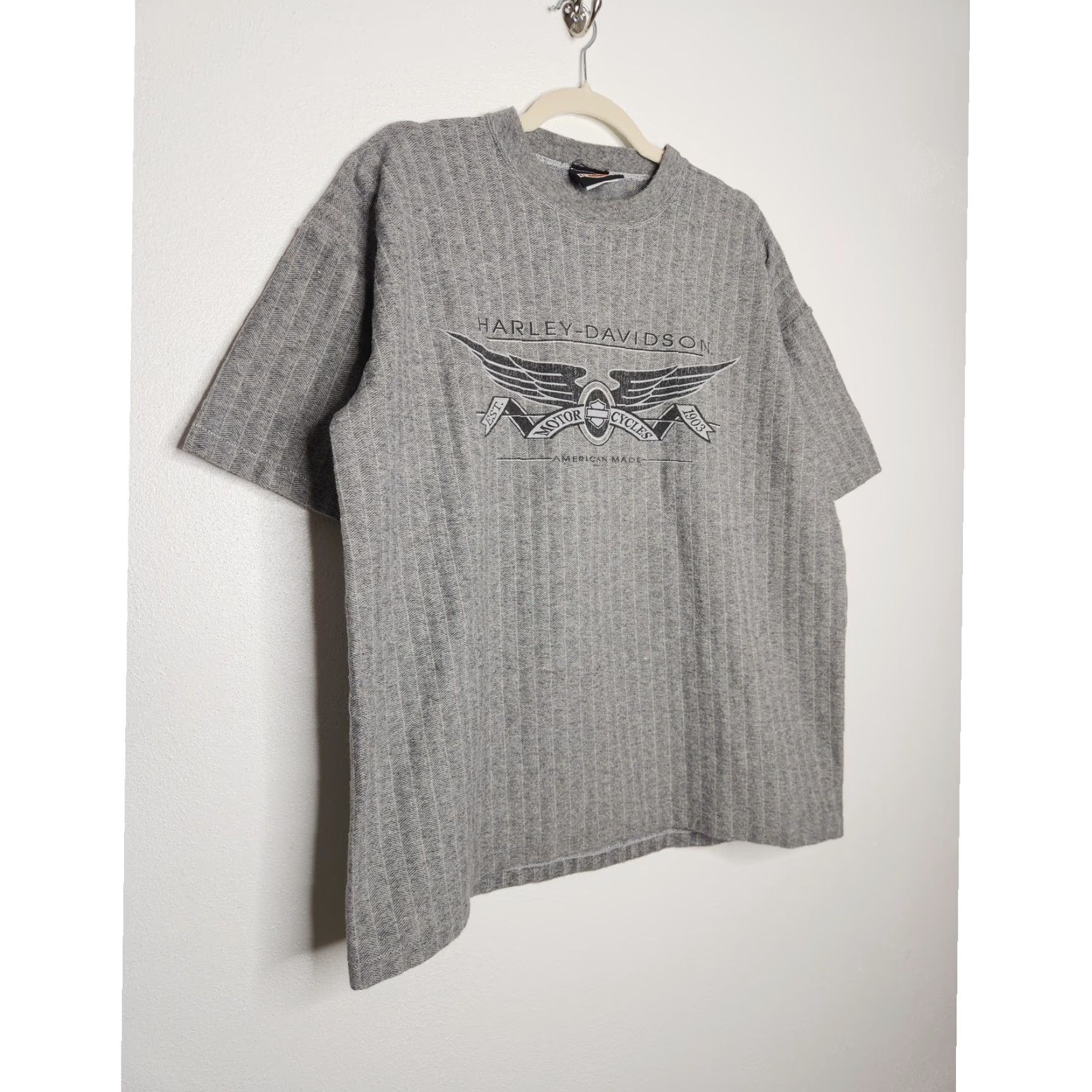 Harley Davidson VINTAGE Harley Davidson Kutter Wisconsin Eagle Double Sided Biker HD Stripe Gray XL Men Shirt Size US XL / EU 56 / 4 - 2 Thumbnail