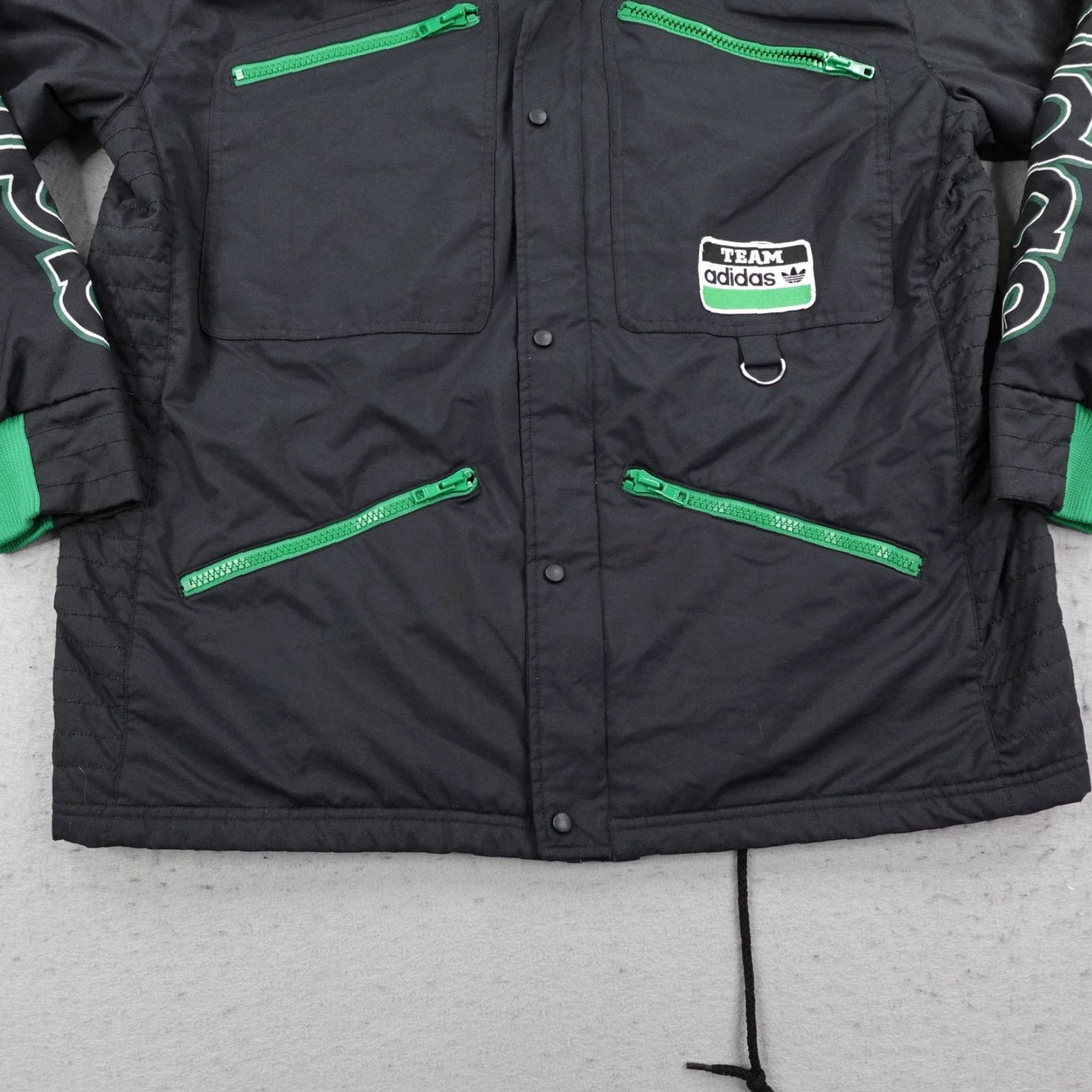Adidas VINTAGE adidas Jacket Mens L Black Green Team Full Zip Snap Up Racing Coat Size US L / EU 52-54 / 3 - 4 Thumbnail