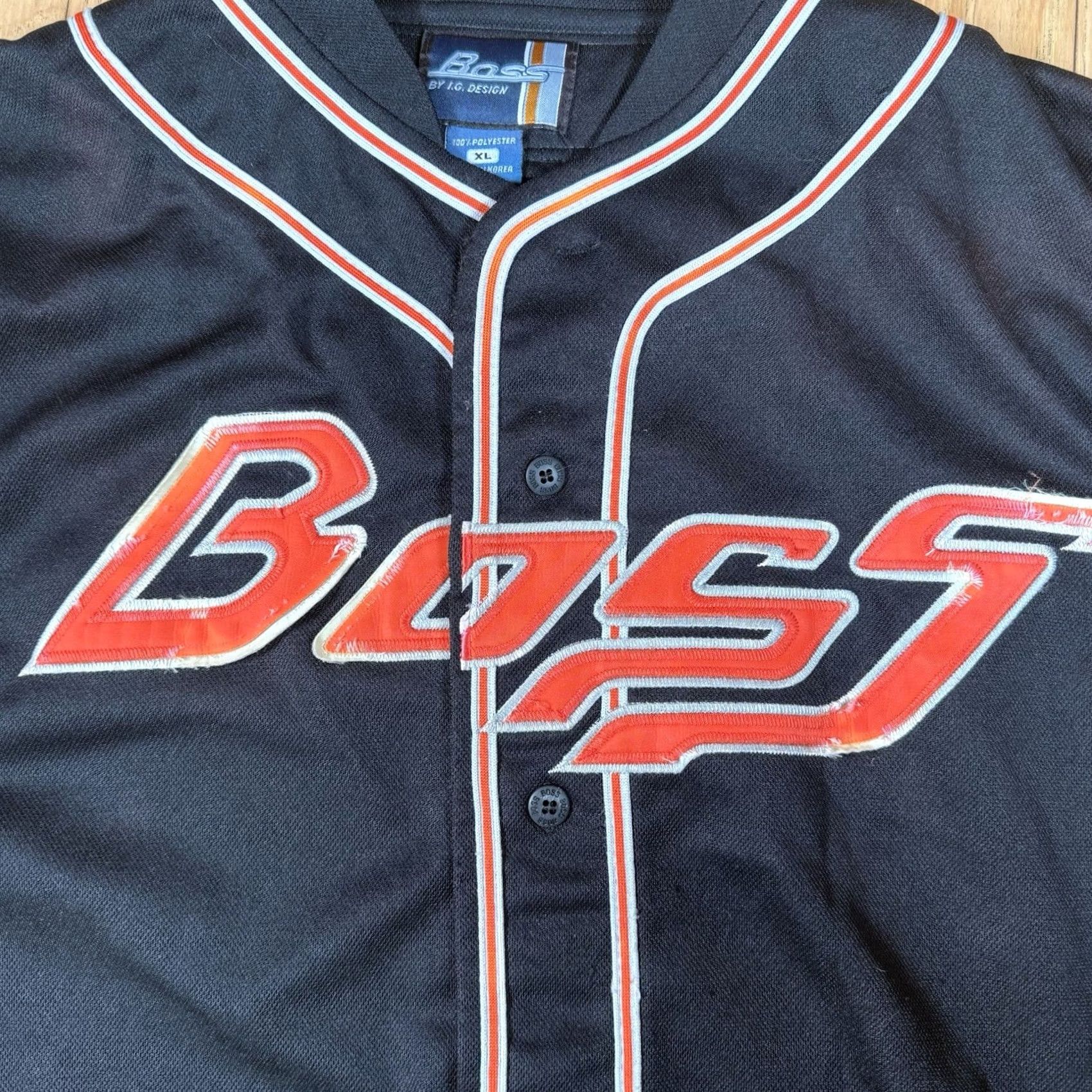 Vintage VINTAGE Boss Shirt XL Mens Black Orange Hip Hop 90s Baggy Jersey Baseball Jersey Size US XL / EU 56 / 4 - 3 Thumbnail