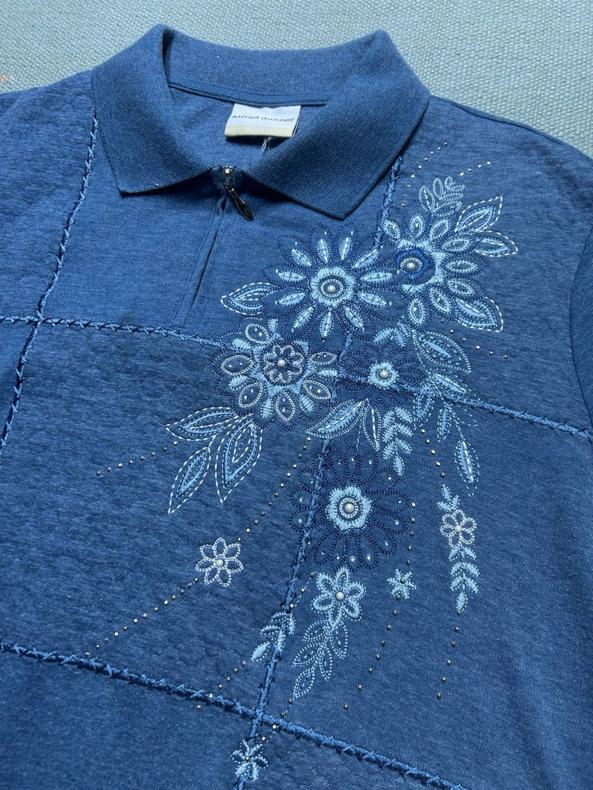 Vintage Alfred Dunner 1/4 zip sweater embroide flowers floral XL/XXL Size XXL / US 16-18 / IT 52-54 - 3 Thumbnail