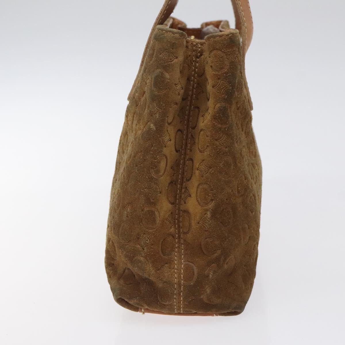Celine CELINE Macadam Canvas Hand Bag Suede Brown Gold Size ONE SIZE - 4 Thumbnail