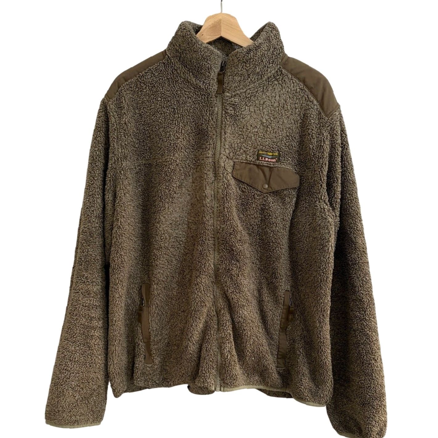 Vintage L.L.Bean Jacket Men XL Tan Hi-Pile Sherpa Fleece Full Zip Elbow Patch Outdoor Size US XL / EU 56 / 4 - 2 Thumbnail
