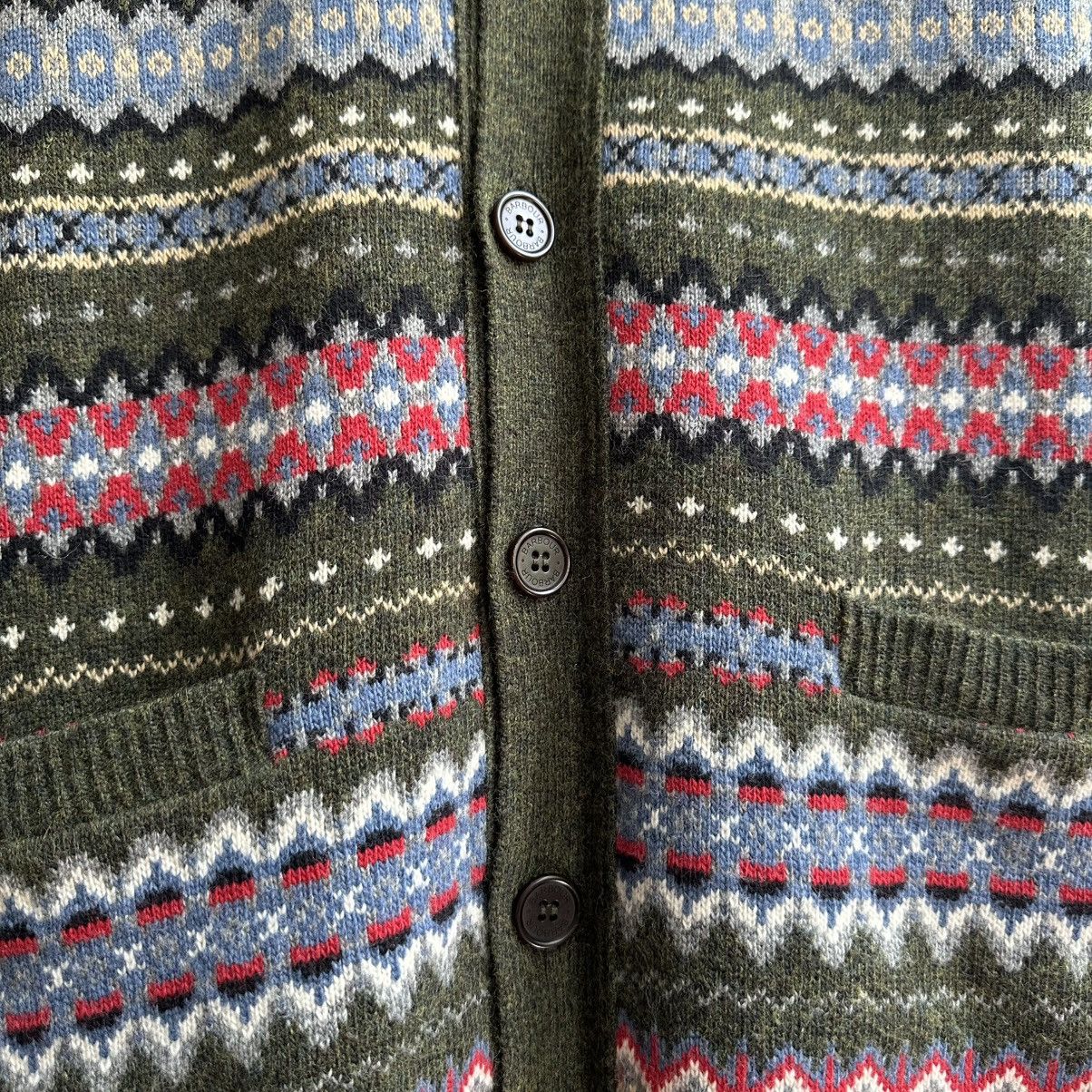 Barbour × Vintage Vintage Barbour Midon Fair Isle Olive Cardigan Size US XL / EU 56 / 4 - 3 Thumbnail
