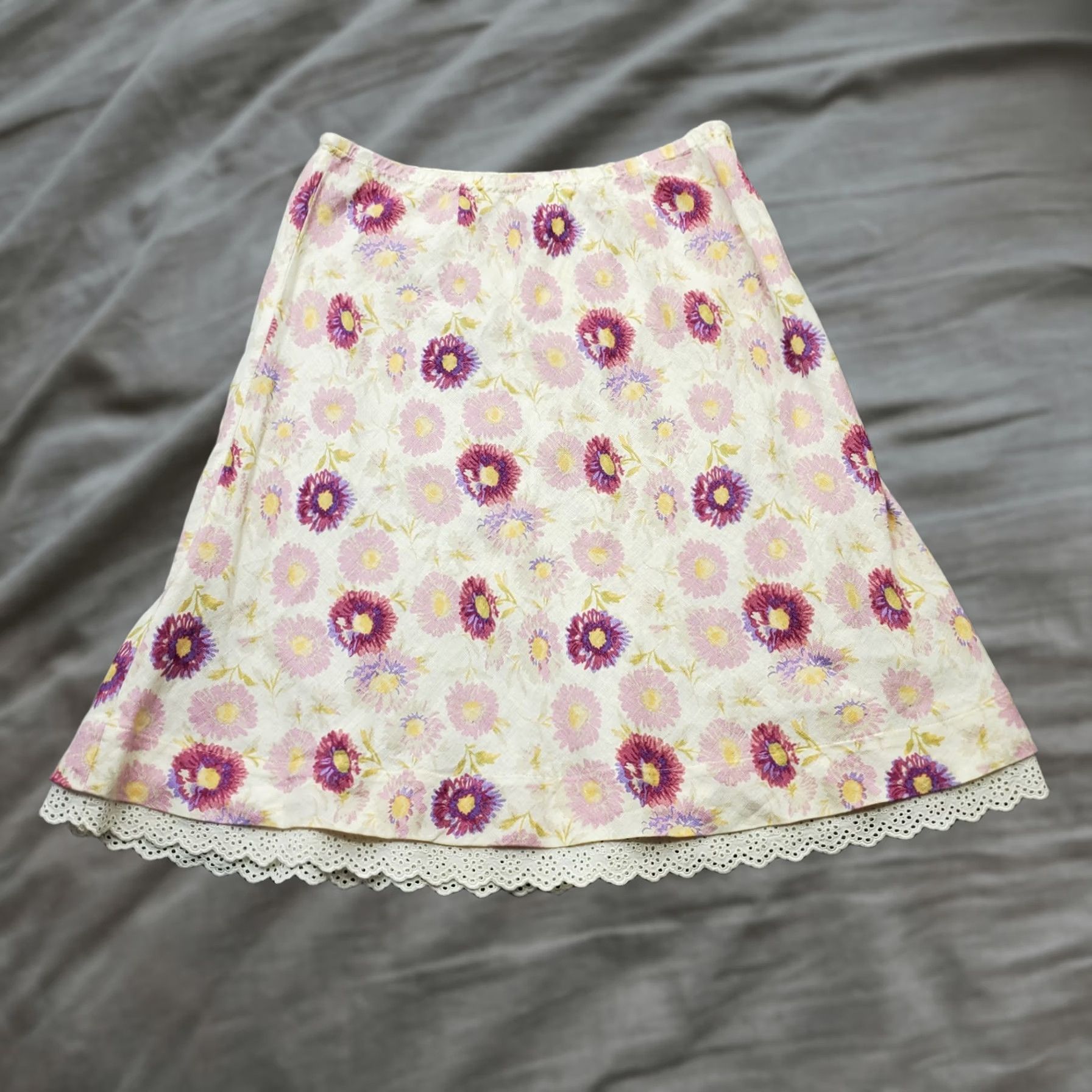 J. Jill J. Jill Womens A-Line Skirt Size PS Small Multicolor Floral Linen Lightweight Casual Travel Size 28" / US 6 / IT 42 - 1 Thumbnail