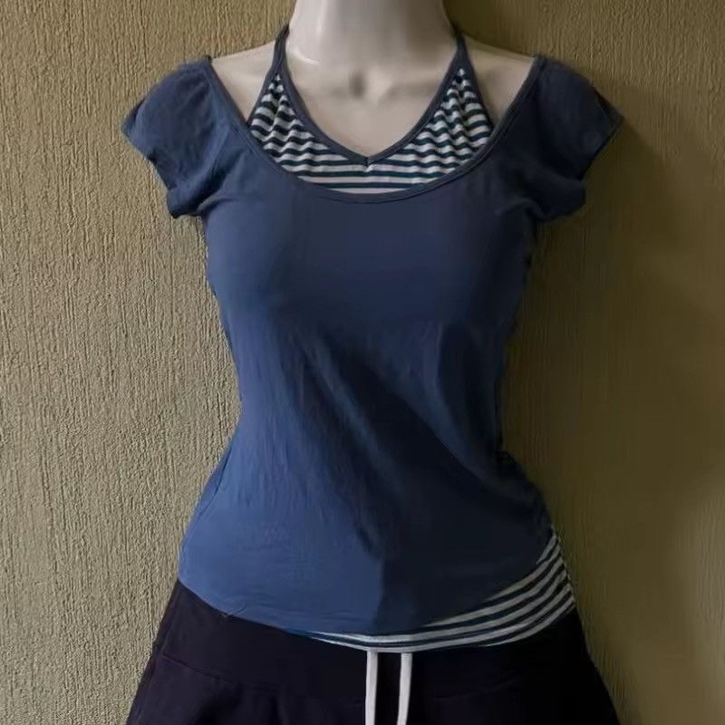 Vintage Y2K striped sexy 2000s patchwork top t shirt Size S / US 4 / IT 40 - 2 Thumbnail