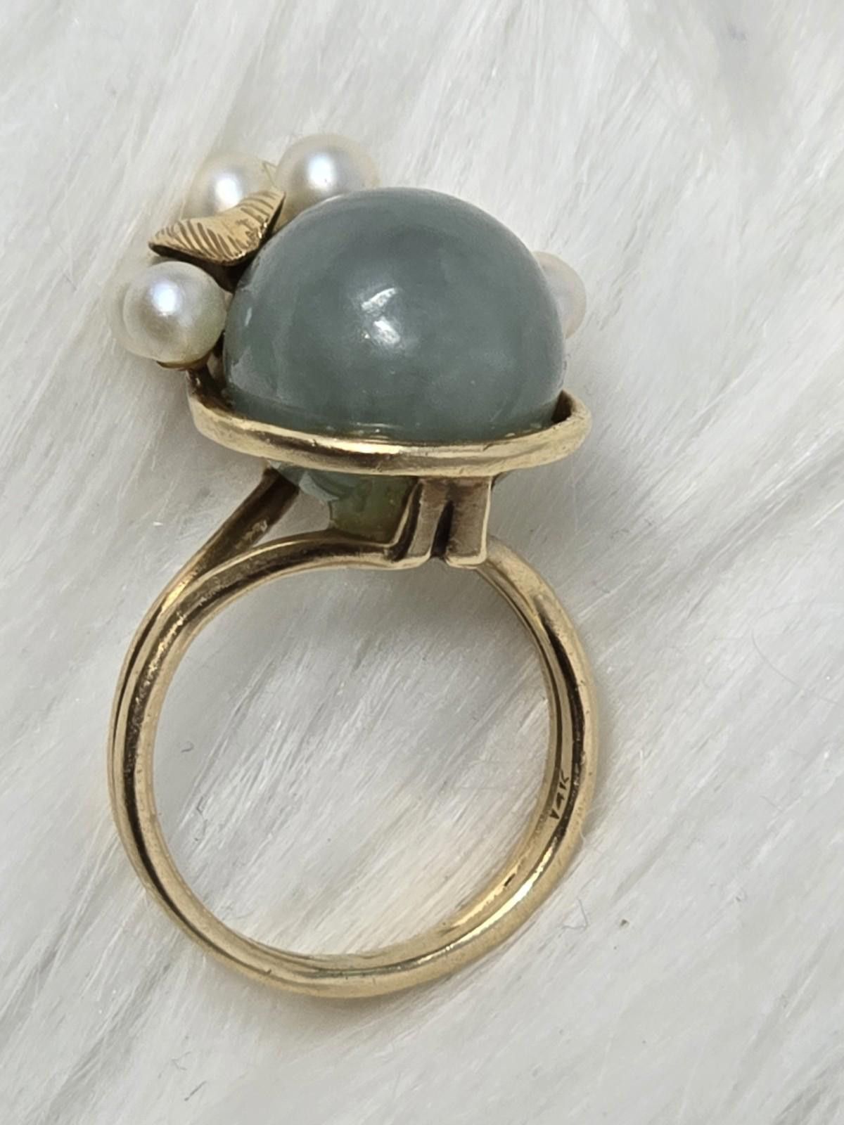 Other Ming's Hawaii 14k Solid Gold Jade Pear Ring Vintage Sz 4.5 Size ONE SIZE - 3 Thumbnail