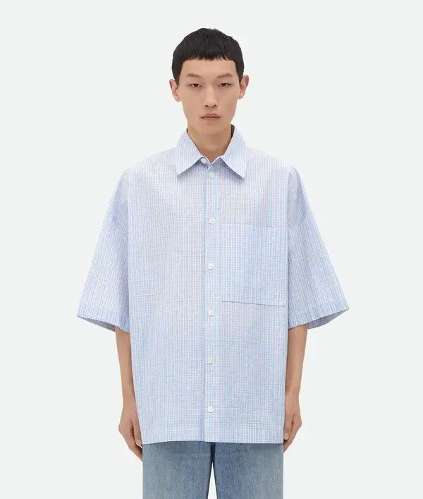 Bottega Veneta o1loc1c0825 789370 Cotton Linen Check Overshirt With "BV" Size US L / EU 52-54 / 3 - 1 Thumbnail