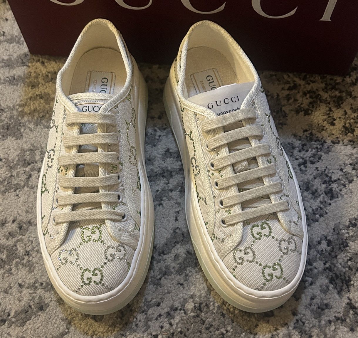 Gucci Gucci Canvas Lame Crystal GG Monogram Womens 1977 Sneaker Size US 8.5 / IT 38.5 - 4 Thumbnail