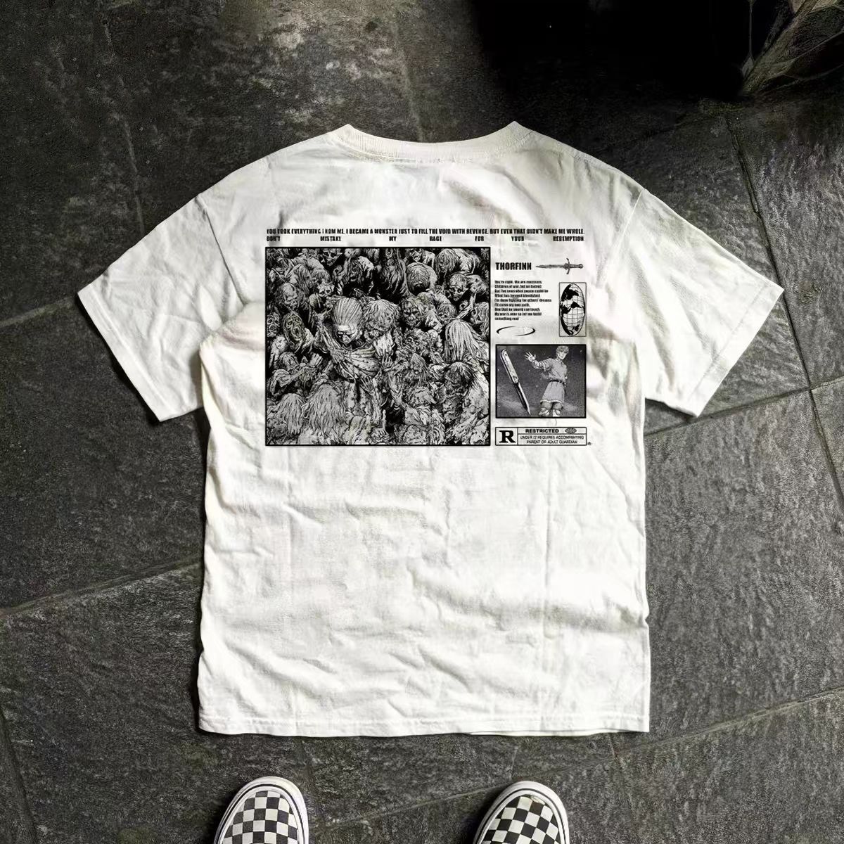 Vintage White Washed Vintage Anime Print T-Shirt Size US M / EU 48-50 / 2 - 1 Thumbnail