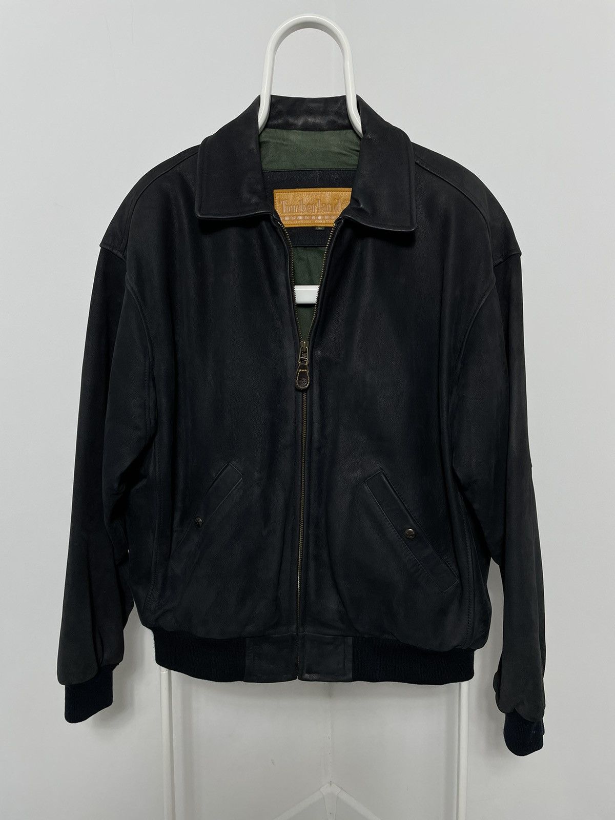 Timberland × Vintage Timberland Leather Black Bomber Weather-gear Size US L / EU 52-54 / 3 - 6 Thumbnail