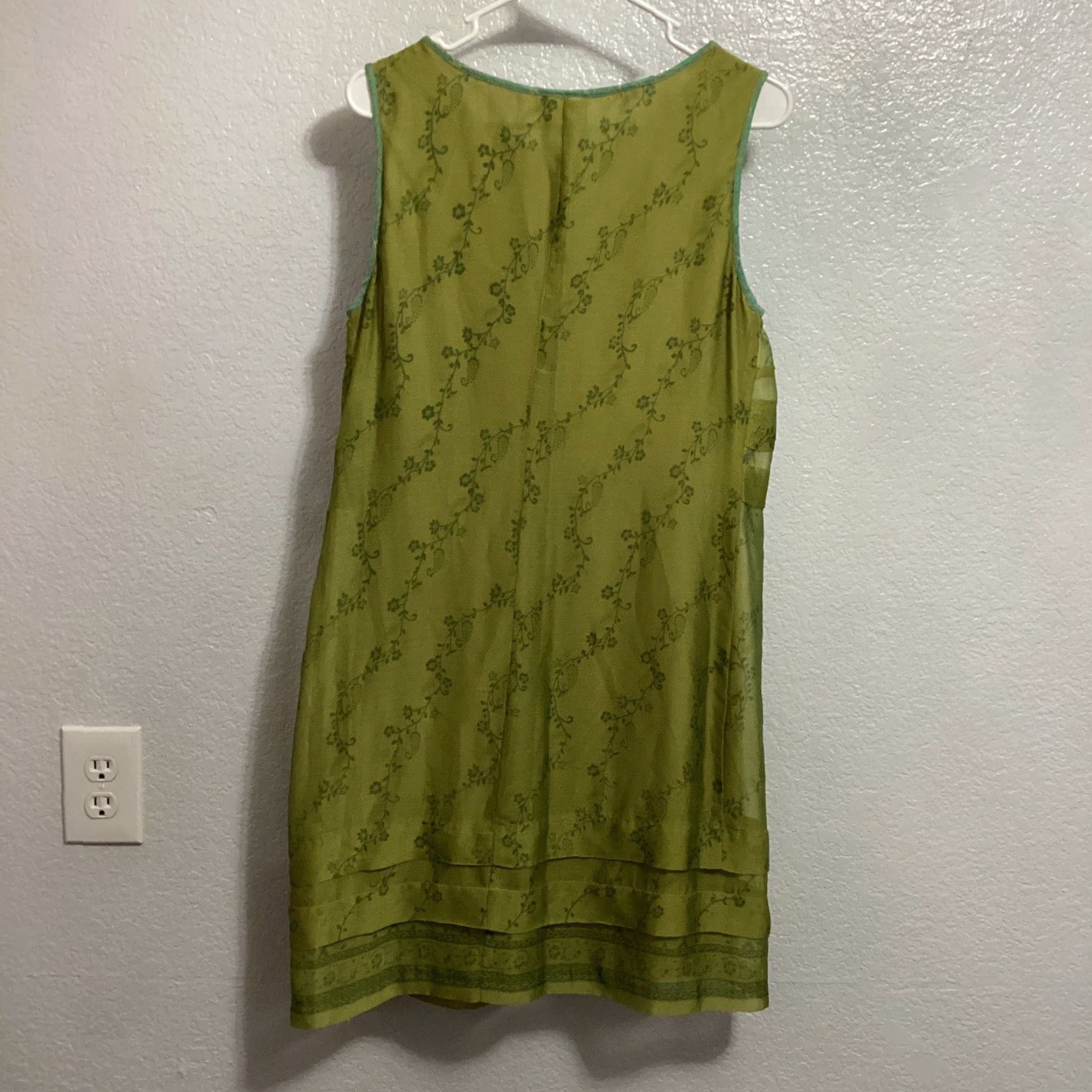 Vintage VINTAGE Rabbit Rabbit Rabbit Designs Dress Sleeveless Green Floral Tiered 10 M Woman Size L / US 10 / IT 46 - 2 Thumbnail