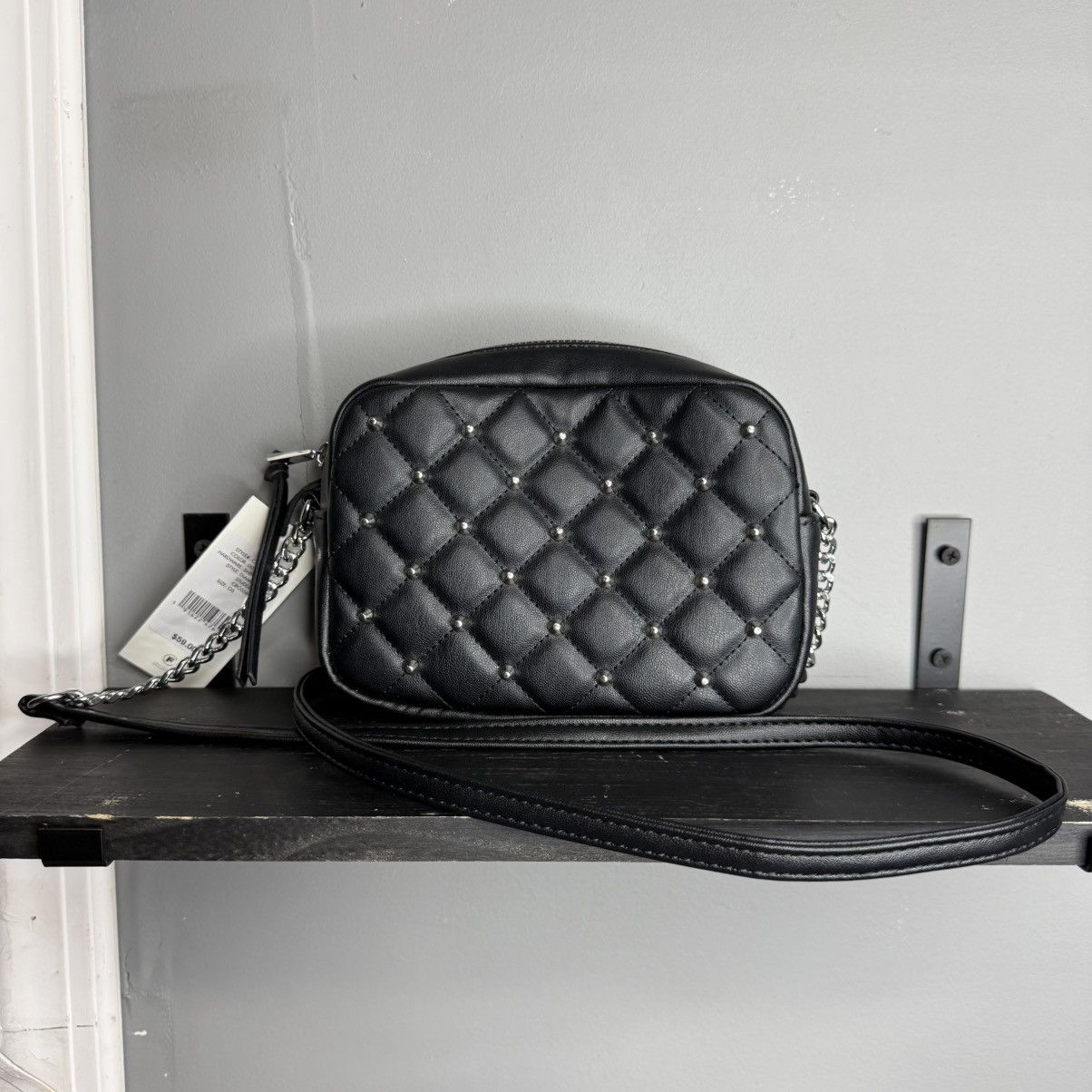 Rebecca Minkoff Rebecca Minkoff Black Quilted Studded Crossbody Bag Purse Size ONE SIZE - 1 Thumbnail