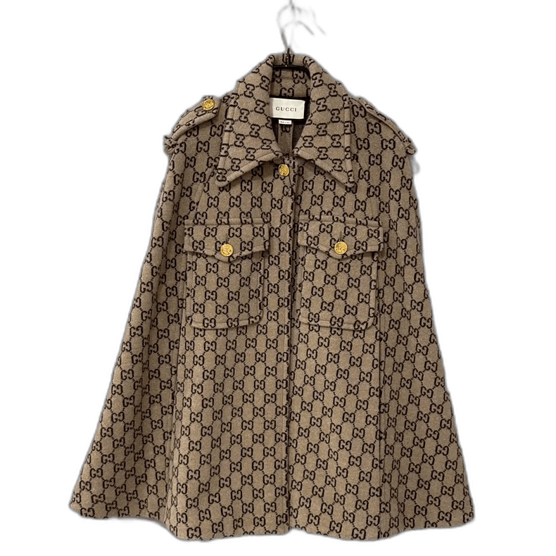 Gucci Gucci Logo Print Gold Button Cape Coat Size S / US 4 / IT 40 - 1 Thumbnail