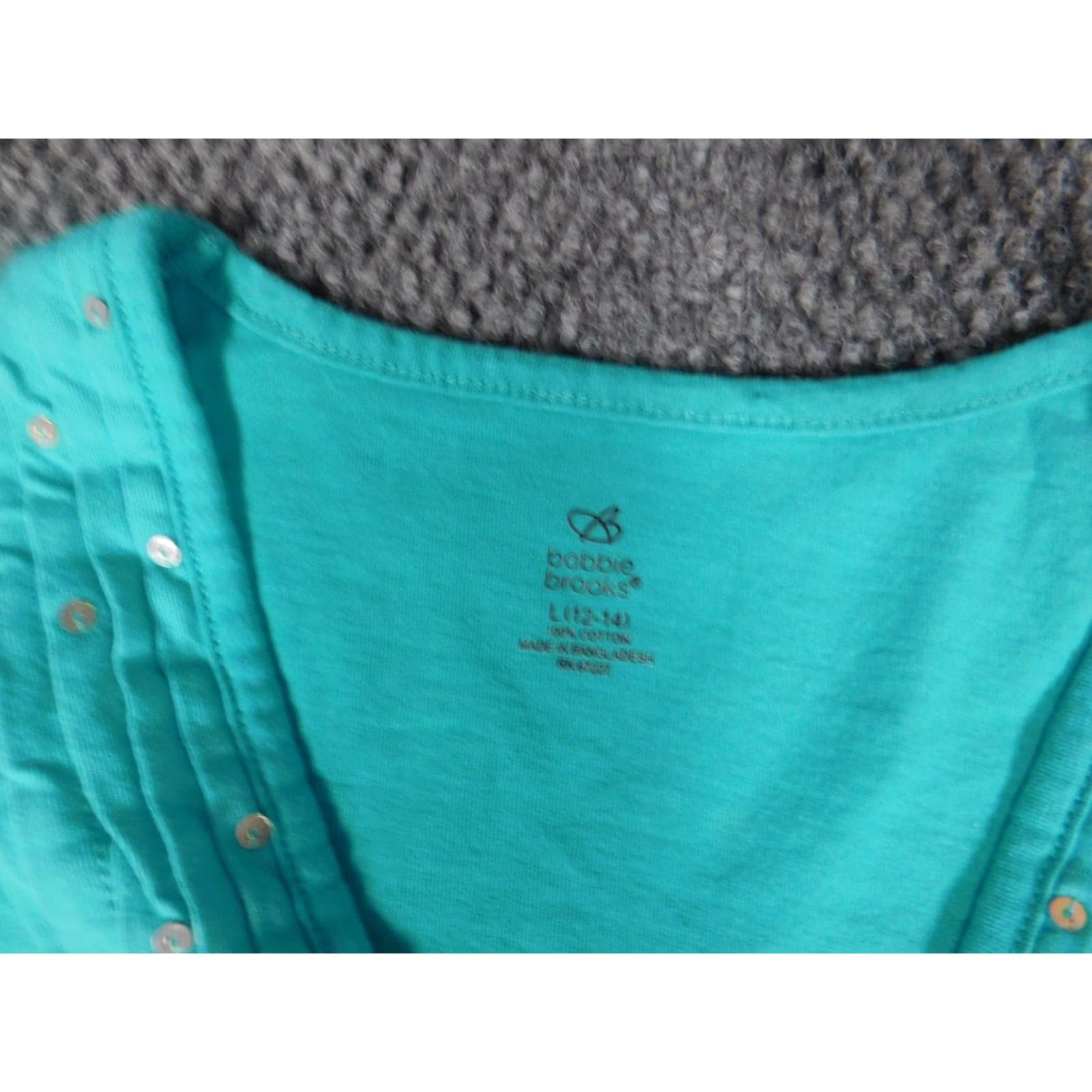 Vintage Bobbie Brooks Womens Blouse L Blue Mock Neck Cap Sleeve Pullover Stretch Floral Cotton Rayon Casual Basic Classic Size L / US 10 / IT 46 - 6 Thumbnail