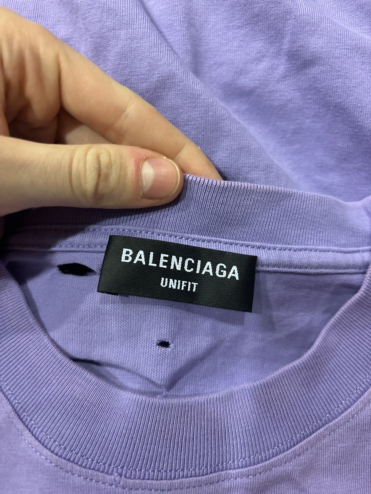 Balenciaga Balenciaga Purple Distressed Logo Tee Size US XXL / EU 58 / 5 - 8 Thumbnail