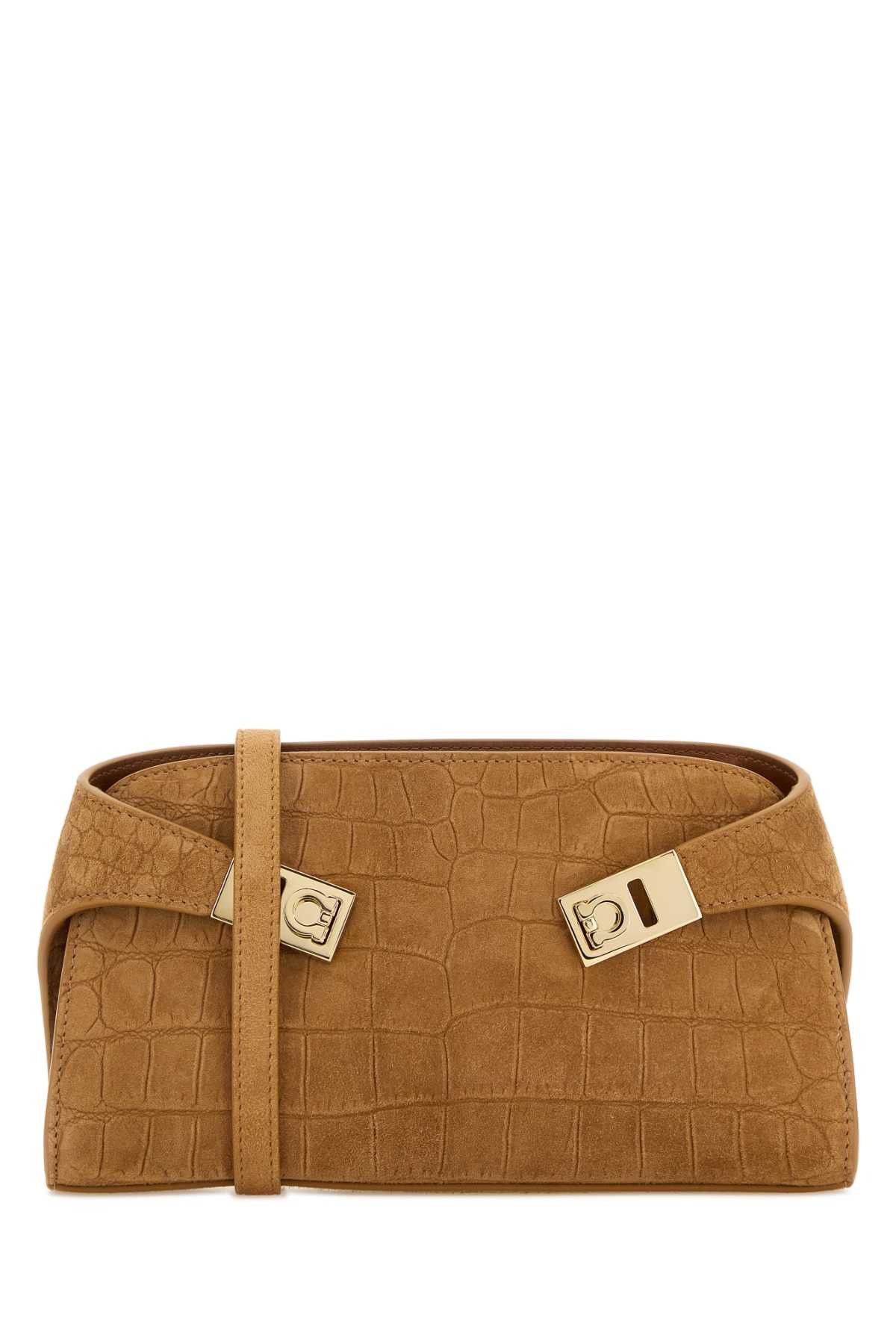 Salvatore Ferragamo Camel Suede Mini Hug Crossbody Bag Size ONE SIZE - 1 Thumbnail