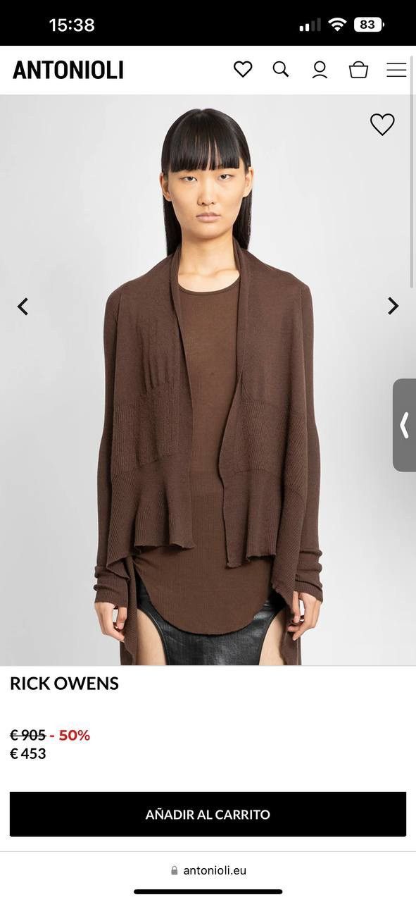 image of Avant Garde Rick Owens Luxos F/w 23 Womens Wool Open Front Cardigan in Brown (Size Small)