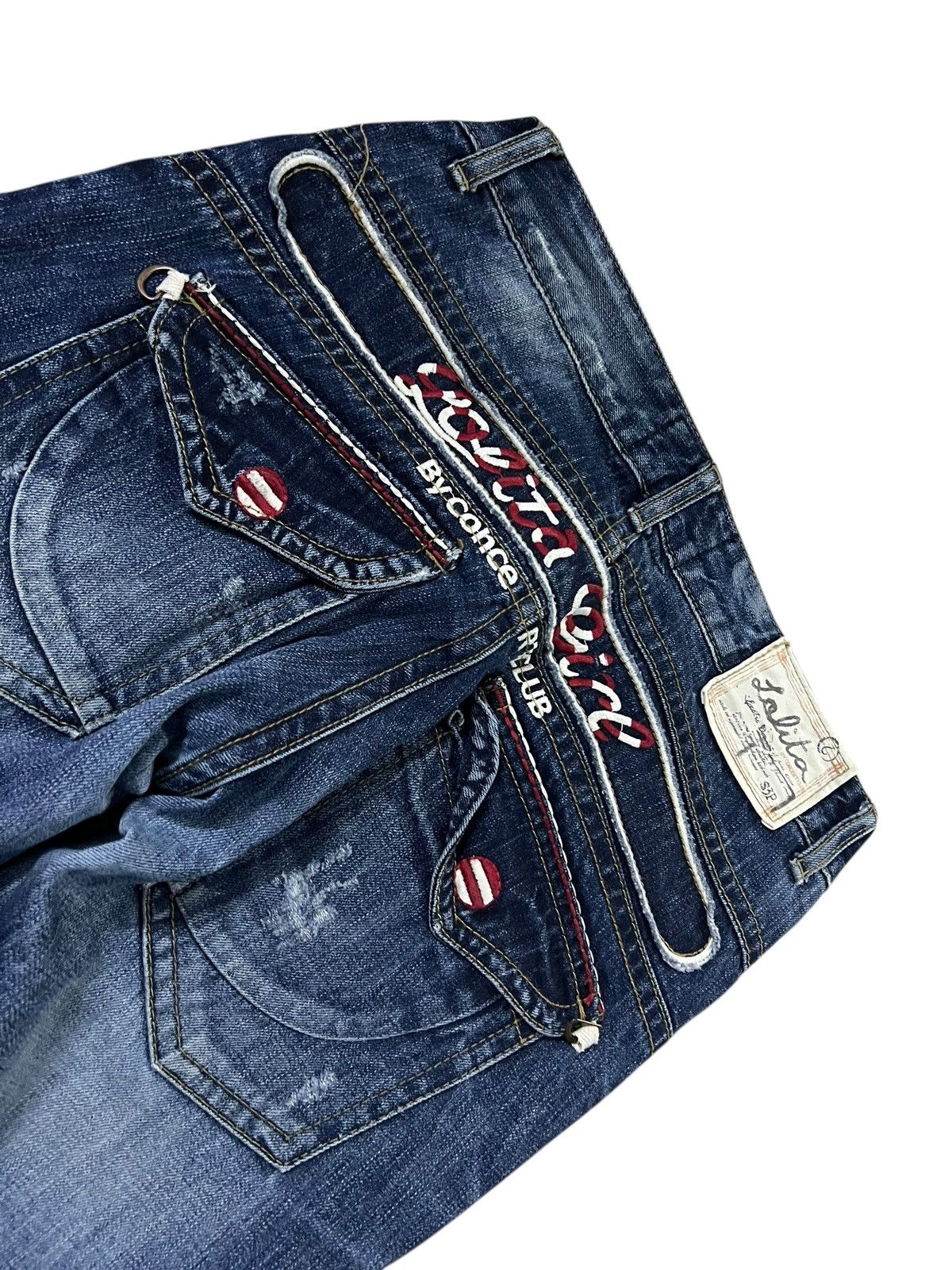 Japanese Brand Flare Jean Lolita Distress Mud Wash Jean Size US 31 - 17 Thumbnail