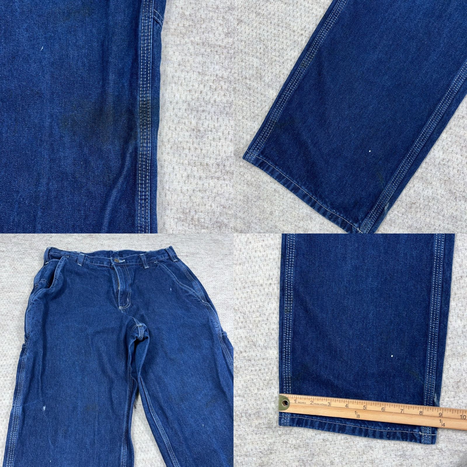 Carhartt VINTAGE Carhartt Jeans Men 32x30 Carpenter Dungaree Baggy VTG Y2K Distressed Stained Blue Denim Regular Modern Work American Classic Mens Size US 32 / EU 48 - 8 Thumbnail