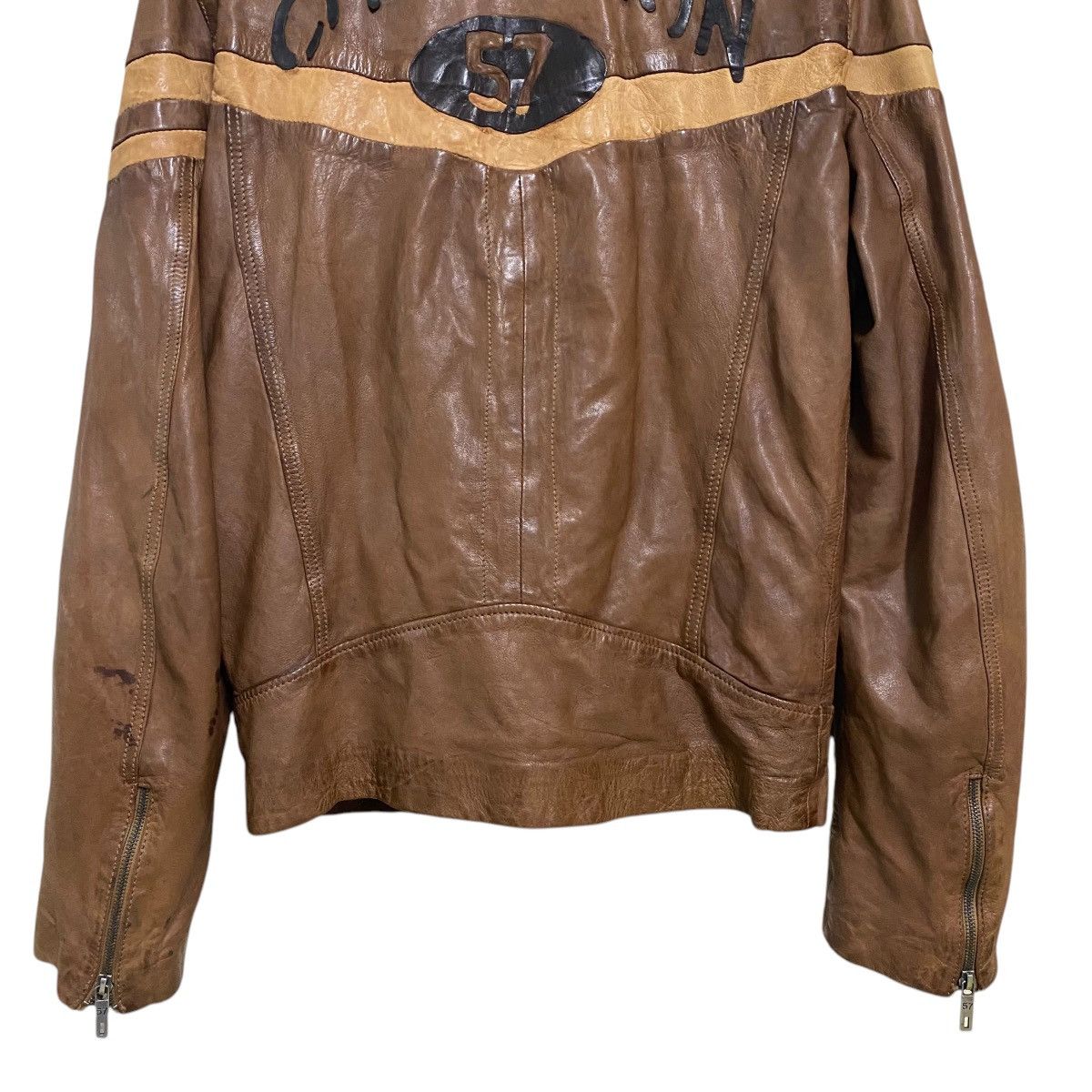 Chevignon Vintage Chevignon Leather Jacket Cafe Racer Brown Patina Size US L / EU 52-54 / 3 - 13 Thumbnail