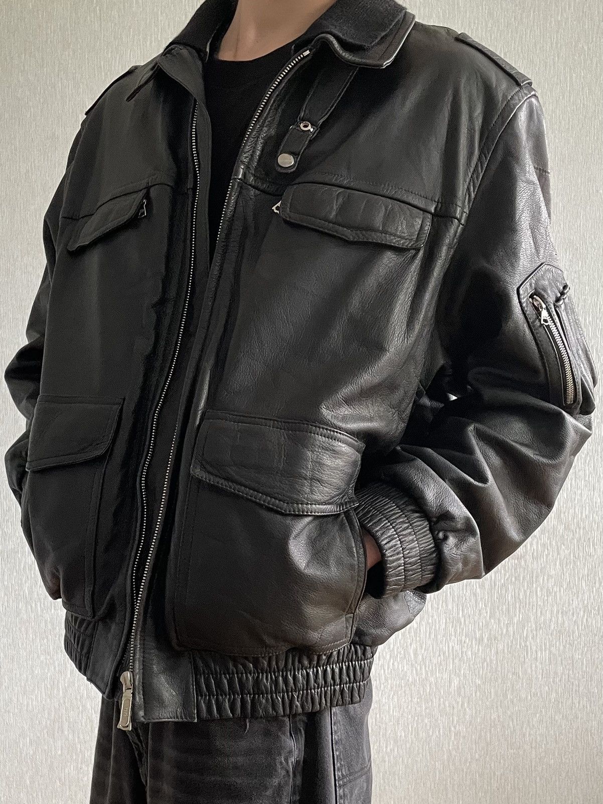 Vintage 1994 German Police Officer’s Jacket; Tanned Lambskin; Riri Size US XXL / EU 58 / 5 - 7 Thumbnail