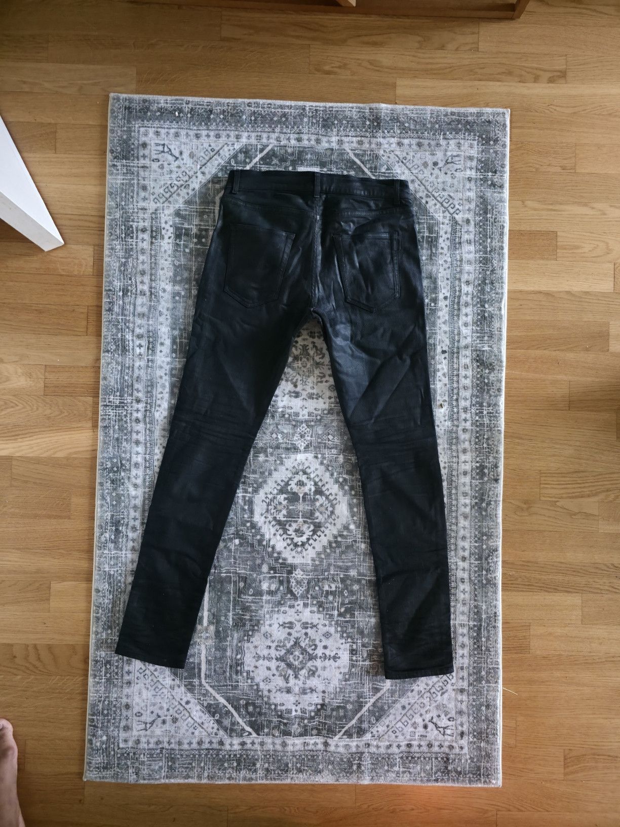 Saint Laurent Paris Saint Laurent Waxed Black Denim DO2 M/SK-LW Size US 33 - 2 Thumbnail