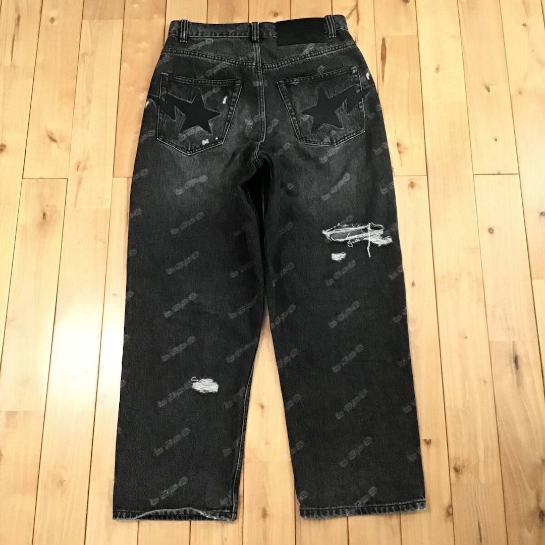 Bape BAPE STA HEXAGRAMASER DESTROY BLACK DENIM PANTS star ★size S Size US 30 / EU 46 - 3 Thumbnail