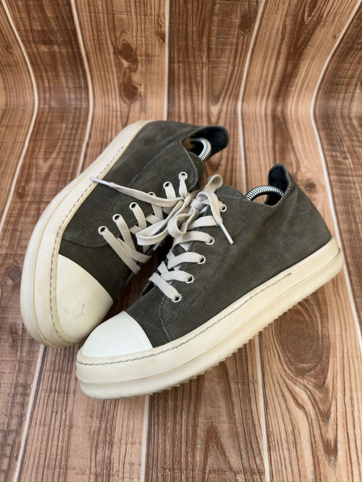 Rick Owens Rick Owens ‘DRKSHDW’ Army Dust Green Lowtops Size US 7.5 / EU 40-41 - 4 Thumbnail