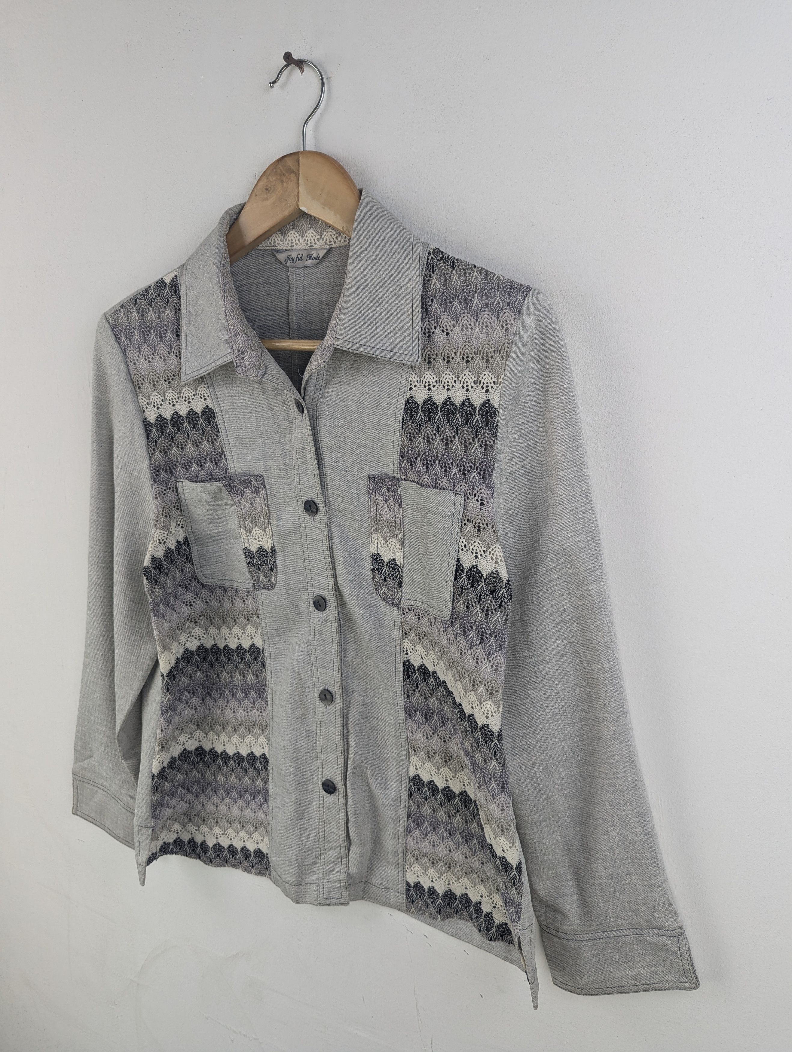 Designer × Japanese Brand × Vintage Vintage Lace Shirt Button Up Size M / US 6-8 / IT 42-44 - 2 Thumbnail