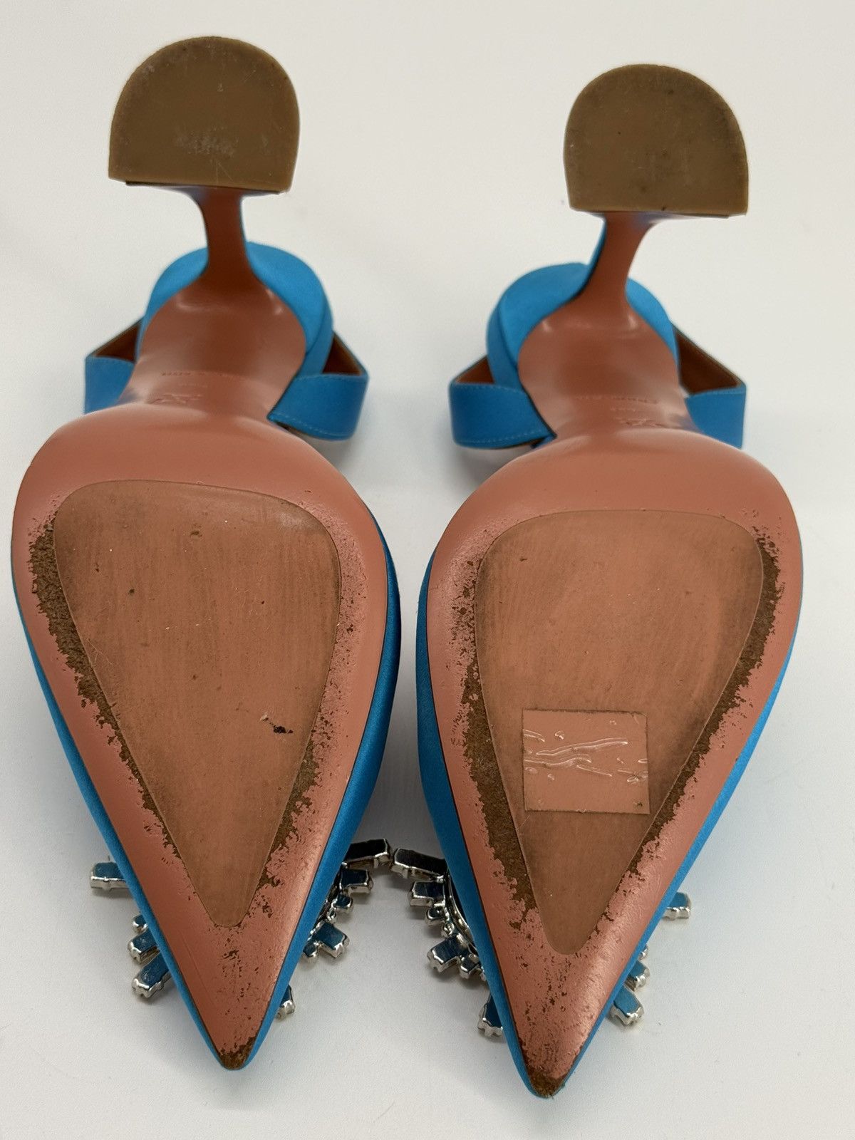 Amina Muaddi Amida Muaddi Begum Satin Slingbag Pumps Blue 38 1/2 Size US 9 / IT 39 - 7 Thumbnail
