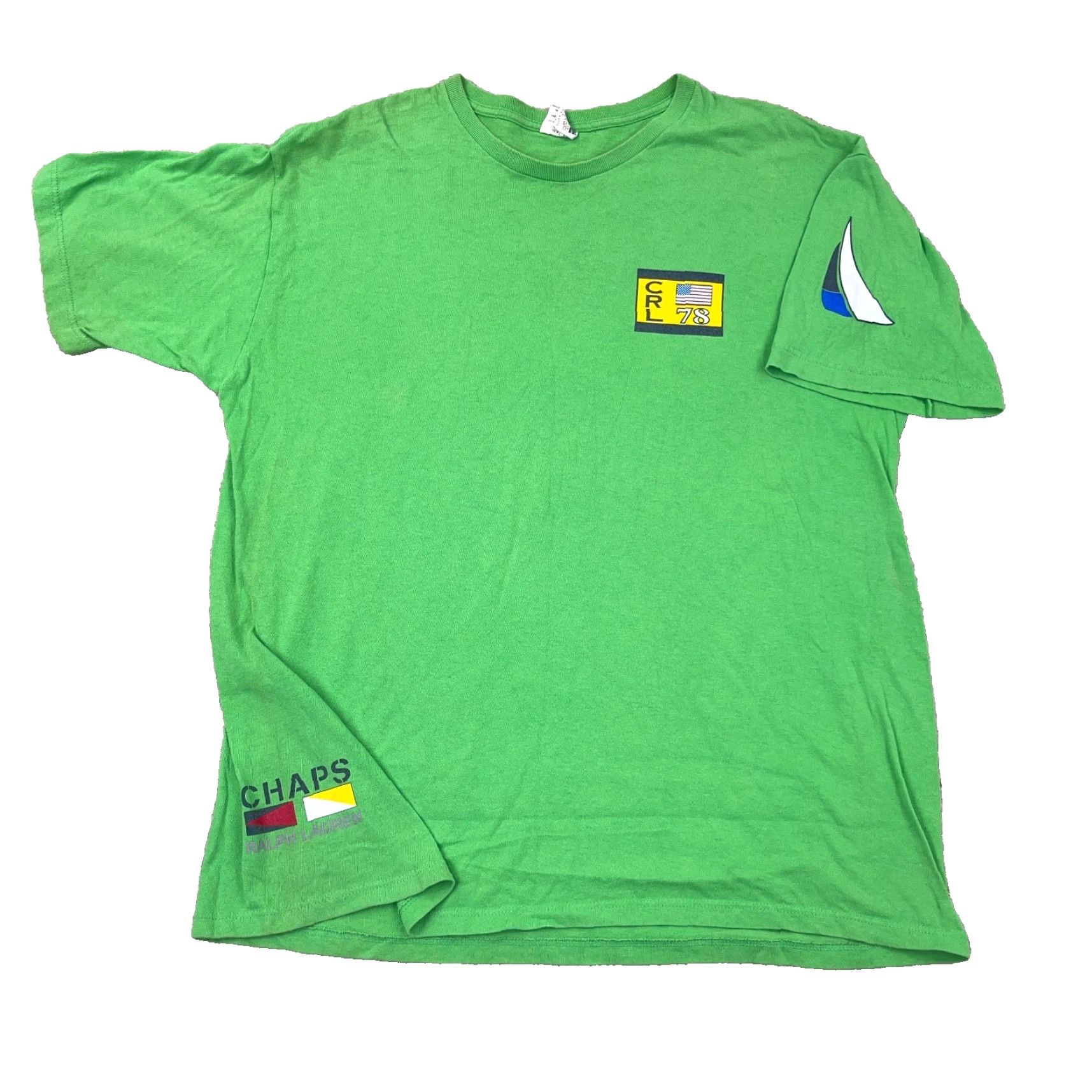 Chaps VINTAGE Chaps Ralph Lauren Shirt Men L Green Sailing Nautical Coastal Marine 90s Retro Hipster Graphic Print Logo Short Sleeve Crew Neck Black? Size US L / EU 52-54 / 3 - 2 Thumbnail