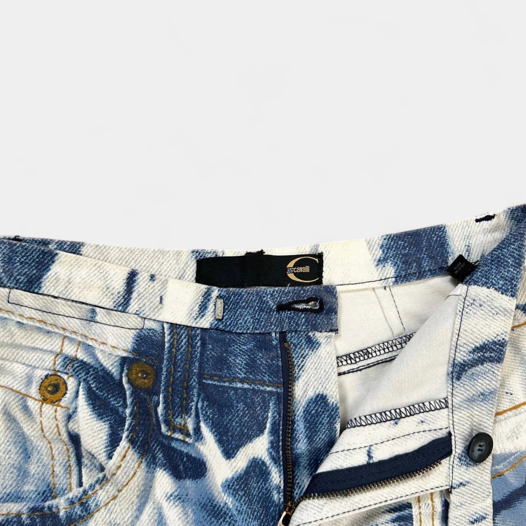 Roberto Cavalli Just Cavalli Denim on Denim Printed Jeans Size 24" / US 00 / IT 34 - 4 Thumbnail